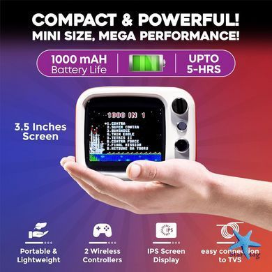 Ігрова консоль H7 Mini TV РЕТРО 740 ігор + 2 джойстики ∙ Портативна ретро-консоль H7 з екраном та джойстиками