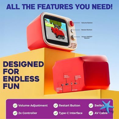 Ігрова консоль H7 Mini TV РЕТРО 740 ігор + 2 джойстики ∙ Портативна ретро-консоль H7 з екраном та джойстиками