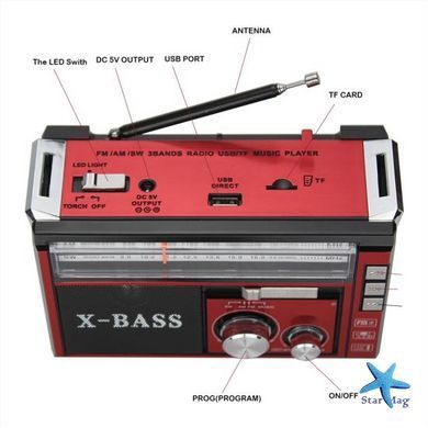 Радиоприемник GOLON RX-382 с USB/SD и фонариком ∙ Портативное мини-радио GOLON RX-382 для дома