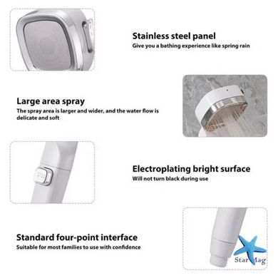 Насадка для душу Quadro Shower Head з 4 режимами та фільтром &middot; Водозберігаюча душова лійка високого тиску