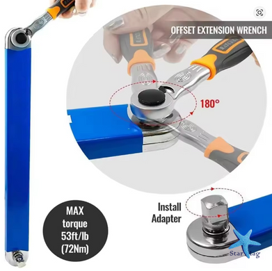 Подовжувальний ключ із храповим механізмом AND Tool 1/2", 1/4", 3/8" &bull; Ключ-подовжувач для важкодоступних місць, авто, гаража та ремонту