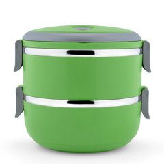 Набор контейнеров емкостей для хранения продуктов Lunchbox Three Layers Ланчбокс для еды из нержавеющей стали 2 в 1