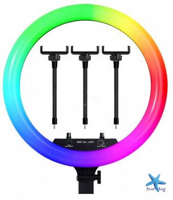 Світлодіодна кільцева лампа для селфі 45 см / Світлодіодна лампа RGB з пультом + сумка (MJ18)