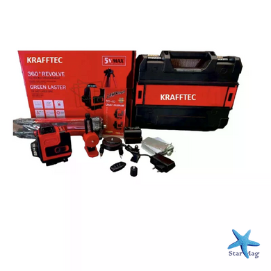 Аккумуляторный лазерный уровень KRAFFTEC 4D 16 линий с Bluetooth и штативом &bull; Самовыравнивающийся лазерный нивелир для ремонта, строительства и разметки