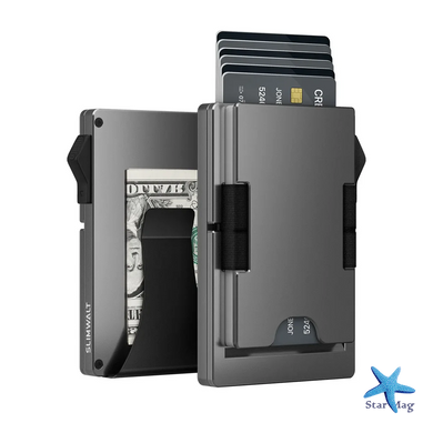Компактний гаманець-картхолдер 26X-56 з RFID-захистом чорний &bull; Гаманець для карток 26X-56 з відділенням для купюр, візитниця та тримач банківських карток