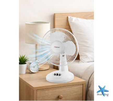 Вентилятор підлоговий DOMOTEC MS-1624 White &bull; Побутовий вентилятор для дому, офісу та кімнати &bull; Потужний вентилятор для охолодження і циркуляції повітря