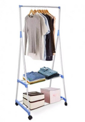 Универсальная передвижная напольная стойка – вешалка для одежды с полочками, на колесиках Coat Rack