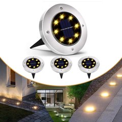 Комплект садовых светильников на солнечной батарее Solar Disk Lights, 4 шт ∙ Уличные фонари с датчиком света