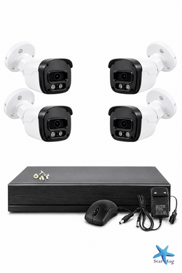Комплект видеонаблюдения DVR KIT UCAM на 4 камеры с регистратором Full HD &bull; Уличная система видеонаблюдения с влагозащитой IP67, ночной съемкой и просмотром через телефон
