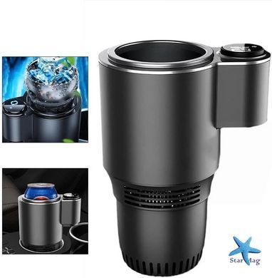 Автомобильный подстаканник USAMS Smart Cup Black с подогревом и охлаждением &bull; Термоподстаканник для авто 0&ndash;60&deg; с экраном температуры и питанием от прикуривателя