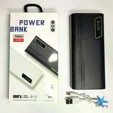 Мобільна зарядка Power Bank UN-3104 50000mAh із швидкою зарядкою та ліхтариком &bull; Портативний зовнішній акумулятор 50000 мАг на 2 USB для телефона, планшета та гаджетів
