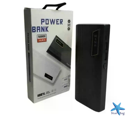 Мобільна зарядка Power Bank UN-3104 50000mAh із швидкою зарядкою та ліхтариком &bull; Портативний зовнішній акумулятор 50000 мАг на 2 USB для телефона, планшета та гаджетів