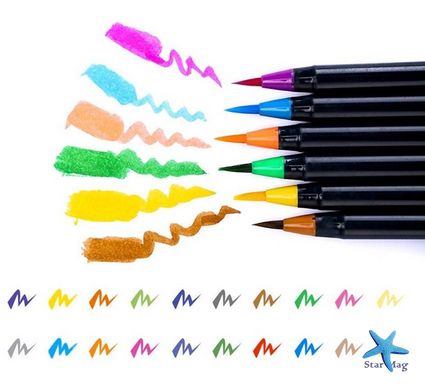 Акварельні маркери для скетчингу "Ведмедик" 20 кольорів · Художній набір маркерів на водній основі для малювання з пензликом · Подарунок художнику