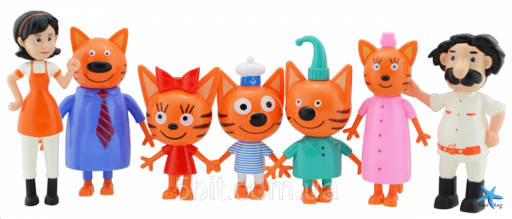 Игровой набор фигурок "Три кота" V-Toy из мультфильма, 7 фигурок