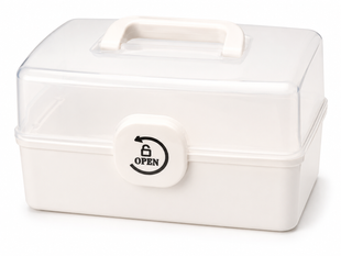 Пластиковый органайзер-аптечка для лекарств X-542 3067-3 37&times;23&times;26 см белый &bull; Домашний контейнер для хранения медикаментов, витаминов и медицинских принадлежностей