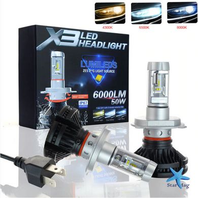 X3-H4 Світлодіодні автолампи Led головного світла (ближній-дальній)