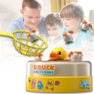 Детская игрушка Прыгающая жёлтая уточка ∙ Музыкальная карусель B.Duck and Friends &mdash; поймай уточку с прыгающими утятами и 2 сачками