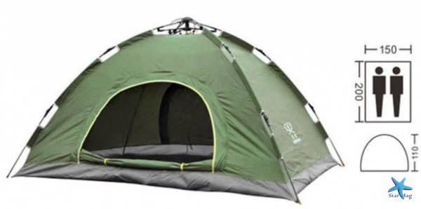 Палатка автоматическая 2-х местная туристическая / Намет двухместный 200х150 см с автоматическим каркасом PR5