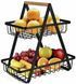 Настольная двухъярусная корзина - фруктовница с деревянной ручкой Double Fruit Basket &middot; Разборная металлическая корзинка для фруктов