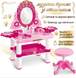 Детский туалетный столик с зеркалом и табуретом Beauty X-386 &bull; Игровое трюмо для девочки с подсветкой, звуком, феном и аксессуарами