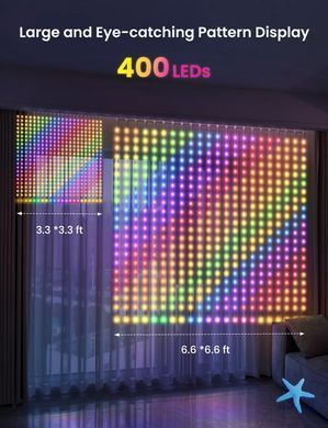 Гірлянда Smart-штора SFK-07 святкова LED-гірлянда для дому ∙ Світлодіодна штора з додатком SFK-07 20 ниток по 20 LED