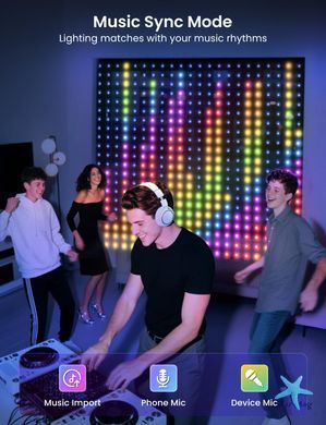 Гірлянда Smart-штора SFK-07 святкова LED-гірлянда для дому ∙ Світлодіодна штора з додатком SFK-07 20 ниток по 20 LED