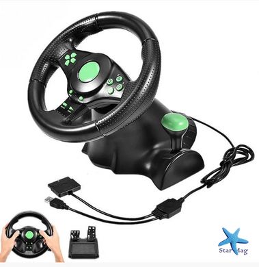 Джойстик кермо ігрове 3 В 1 Vibration Steering Wheel PS2/PS3/PC USB з вібровіддачею/ Ігрове спортивне кермо