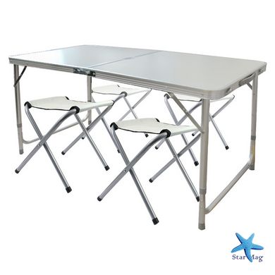 Розкладний стіл - валіза з 4 стільцями Folding Table для пікніка, риболовлі, дачі, 120х60 см