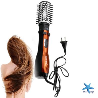 Фен - стайлер для волос 3 в 1 · Вращающаяся воздушная щетка расческа плойка для укладки волос · Мультистайлер Gemei GM4828 1000 Вт