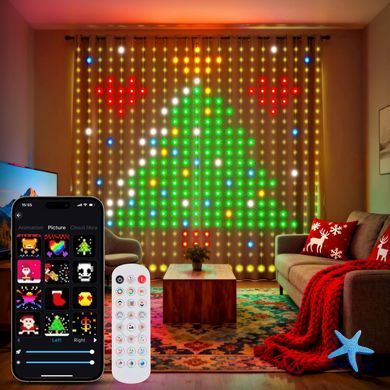 Гирлянда Smart-штора SFK-08 праздничная LED-гирлянда для дома ∙ Светодиодная штора с приложением SFK-08 20 нитей по 20 LED