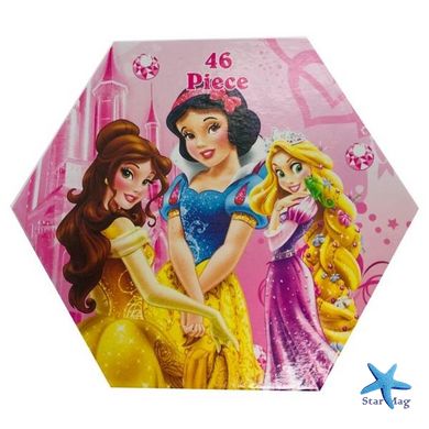 Дитячий художній набір для малювання та творчості "Принцеси Дісней" для дівчаток, 46 предметів у шестигранному боксі