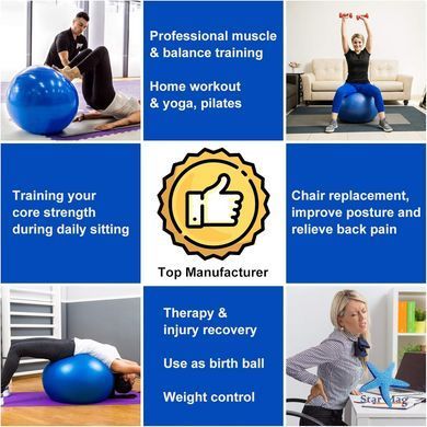 Фитнес мяч 75 см Rising Anti Burst Gym Ball для тренировок ∙ Универсальный мяч Gym Ball для тренировок дома