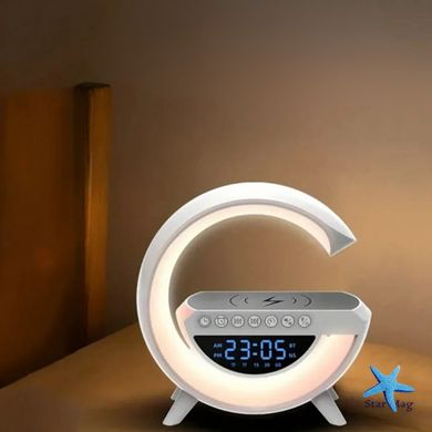 Smart Light Sound Machine BT-3401 RGB Лампа – док-станция с беспроводной зарядкой смарфона, встроенной музыкальной Bluetooth колонкой, часами и будильником