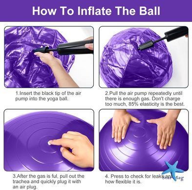 Фитнес мяч 75 см Rising Anti Burst Gym Ball для тренировок ∙ Универсальный мяч Gym Ball для тренировок дома