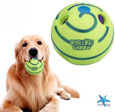 Іграшка для собак зі звуком Wobble Wag Giggle гигикаючий м'яч для гри з собакою