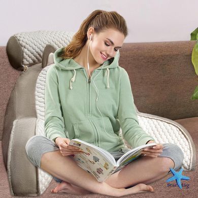 Подушка-спинка PILLOW-07 для дивана бело-серая &bull; Мягкая ортопедическая подушка PILLOW-07 для чтения и поддержки спины 60&times;40 см бело-серая