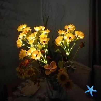Садовий світильник 26X-103 Соняшники на сонячній панелі 6 квіток &bull; Декоративна квітка-ліхтар для саду, клумби, двору та дачі