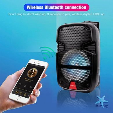 Колонка бездротова з підсвіткою та мікрофоном 6,5" ∙ Bluetooth-колонка з функцією караоке 6,5"
