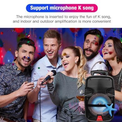 Колонка бездротова з підсвіткою та мікрофоном 6,5" ∙ Bluetooth-колонка з функцією караоке 6,5"