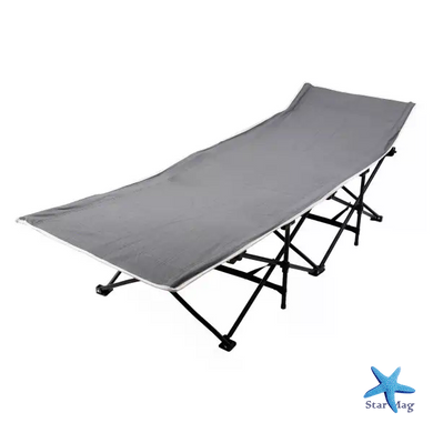 Шезлонг раскладной 68&times;190 см GRAY &bull; Садовый пляжный лежак 68&times;190 см со стальным каркасом для дачи кемпинга и отдыха