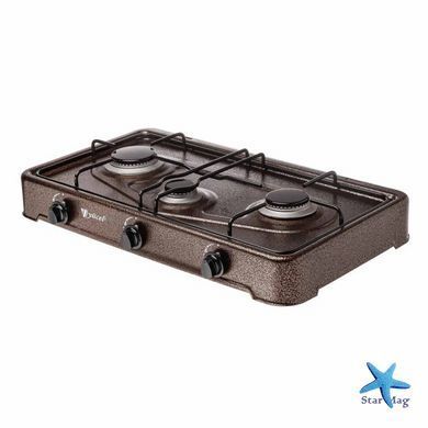 Газовая настольная плита на 3 конфорки YUCEL O-300-LPG-CUPPER &bull; Трехконфорочная плита для дома, дачи, летней кухни и приготовления пищи