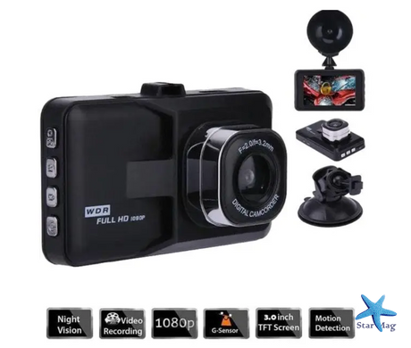 Автомобільний відеореєстратор Car Camera XL-5557 з сенсорним екраном ∙ Відеореєстратор для авто Q06 T626-2 з Full HD записом
