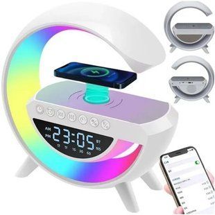 Смарт-лампа G-Smart G-11 RGB 4в1 &bull; Настільна лампа-нічник G-Smart G-11 з Bluetooth-колонкою, будильником і бездротовою зарядкою 15 Вт