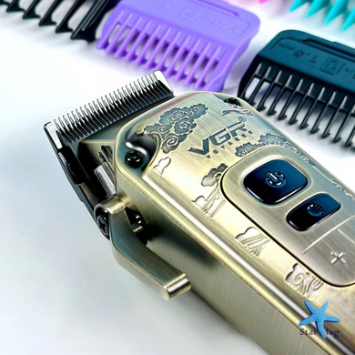 Машинка для стрижки VGR V-005 &bull; Аккумуляторная машинка для волос и бороды VGR V-005 с LED-дисплеем, 4 скоростями и 8 насадками