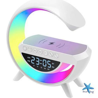 Смарт-лампа G-Smart G-11 RGB 4в1 &bull; Настільна лампа-нічник G-Smart G-11 з Bluetooth-колонкою, будильником і бездротовою зарядкою 15 Вт