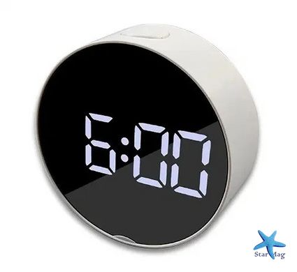 Настольные электронные зеркальные LED часы DT-6505 с будильником, календарем и термометром