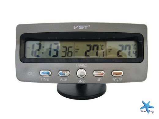 Часы автомобильные с подсветкой и термометром 7045 CG10 PR3