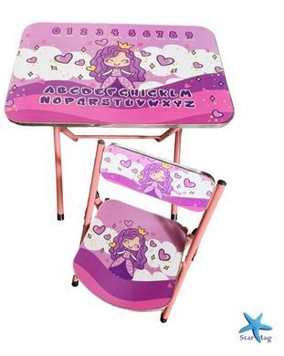 Столик складной и стульчик Bambi фиолетовый X-399 60&times;40 см &bull; Детский складной стол со стулом для рисования, игр и занятий дома &bull; Комплект детской мебели для ребенка