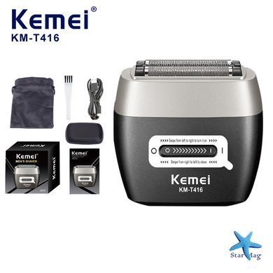 Електробритва шейвер AND KM-T416 чорна &bull; Чоловіча акумуляторна бритва для обличчя, щетини, шиї, підборіддя та щоденного догляду