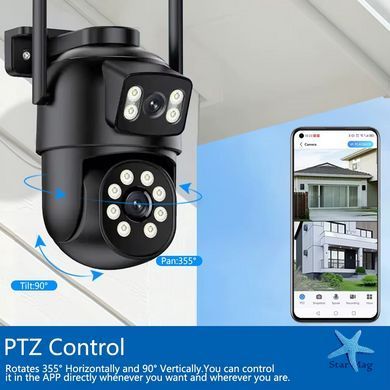 Камера видеонаблюдения с 2 линзами Wi-Fi Smart 360 ∙ Умная беспроводная Wi-Fi камера видеонаблюдения Smart 360